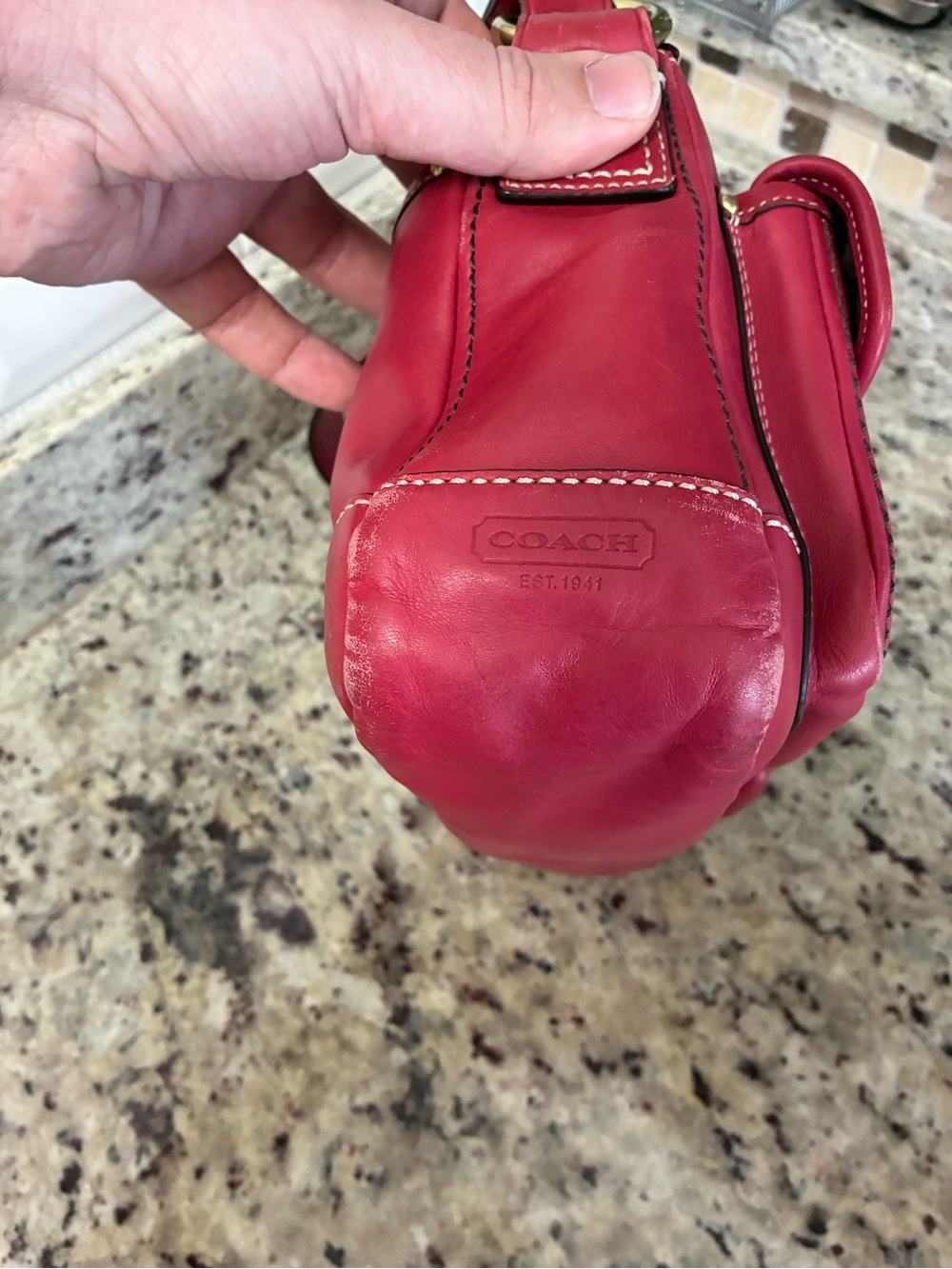 Coach Legacy double turnlock shoulder bag raspberry pink / red rare - Picture 8 of 11